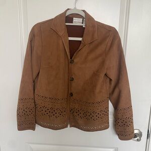 Napa Valley Brown Blazer with Laser Cut Design